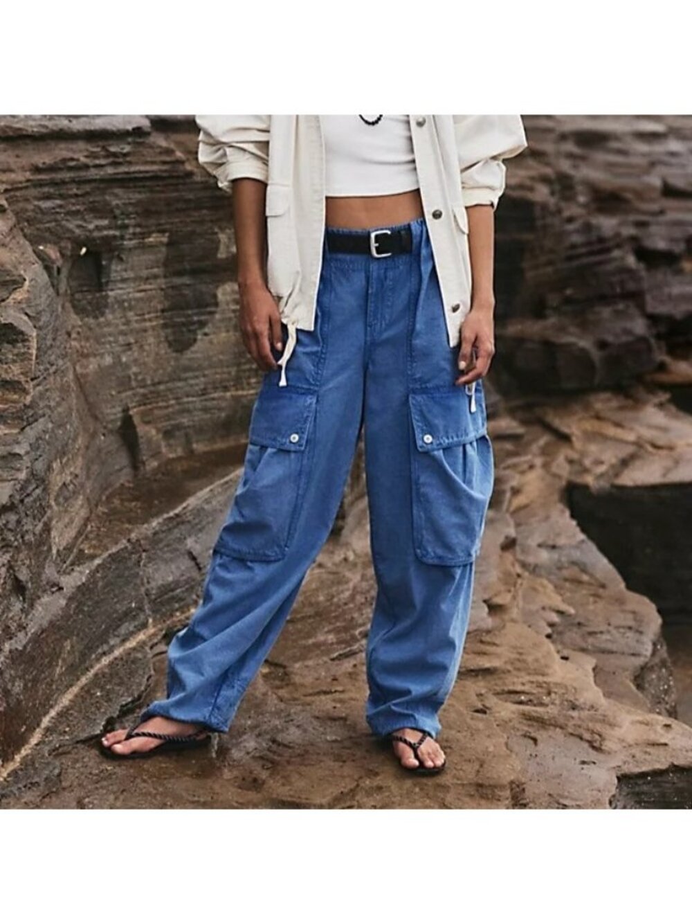 Free People Brentwood Slouchy Cargo Pants Utility Y2K Indie Grunge Womens 6